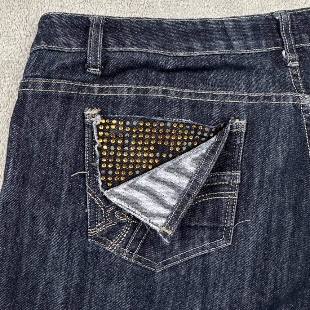 Rocawear‎ Hannah Skinny Leg Jeans Womens 20 Dark Wash Studded Pocket Y2K Denim